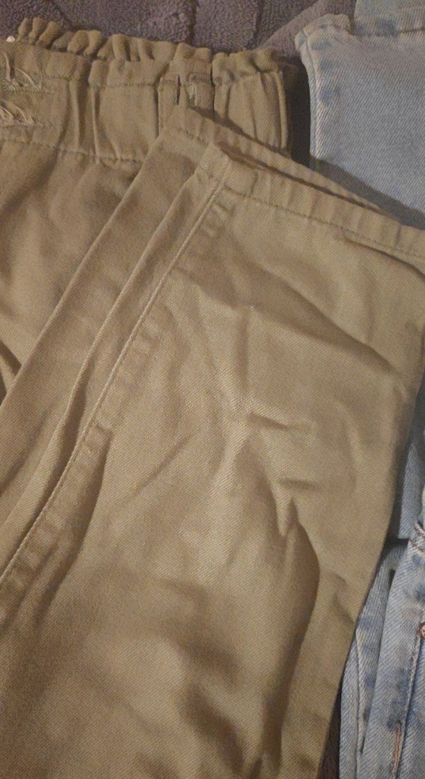 Bej Düğmeli Hamile Keten Pantolon - Görsel 2