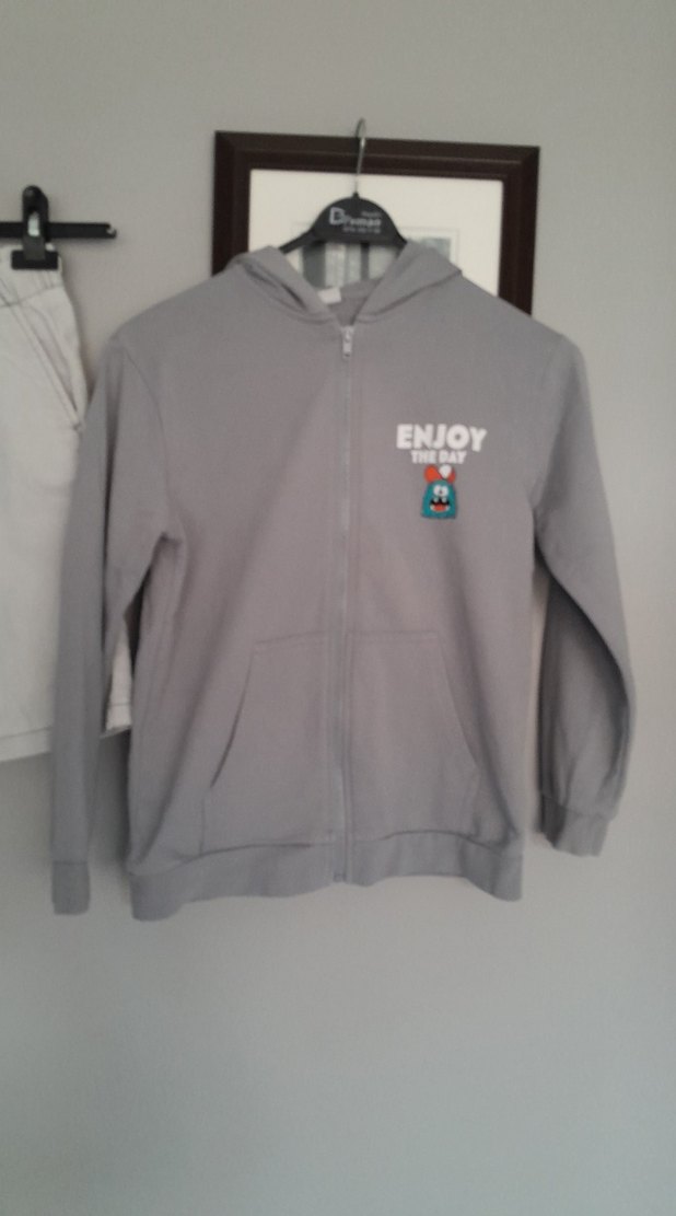 SORT VE KAPSONLU SWEATSHIRT (9-10) - Görsel 2