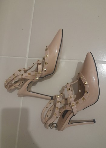 Miami Bej Tokalı  Stiletto Kadın Ayakkabı - Görsel 2