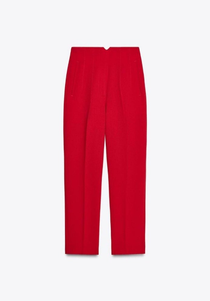 ZARA Kırmızı Yüksek Bel Pantolon - Görsel 3