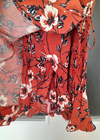 Kırmızı V Yakalı Bohem Elbise tulum - Görsel 4