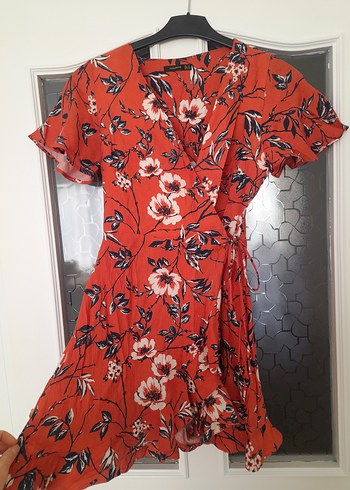 Kırmızı V Yakalı Bohem Elbise tulum - Görsel 3