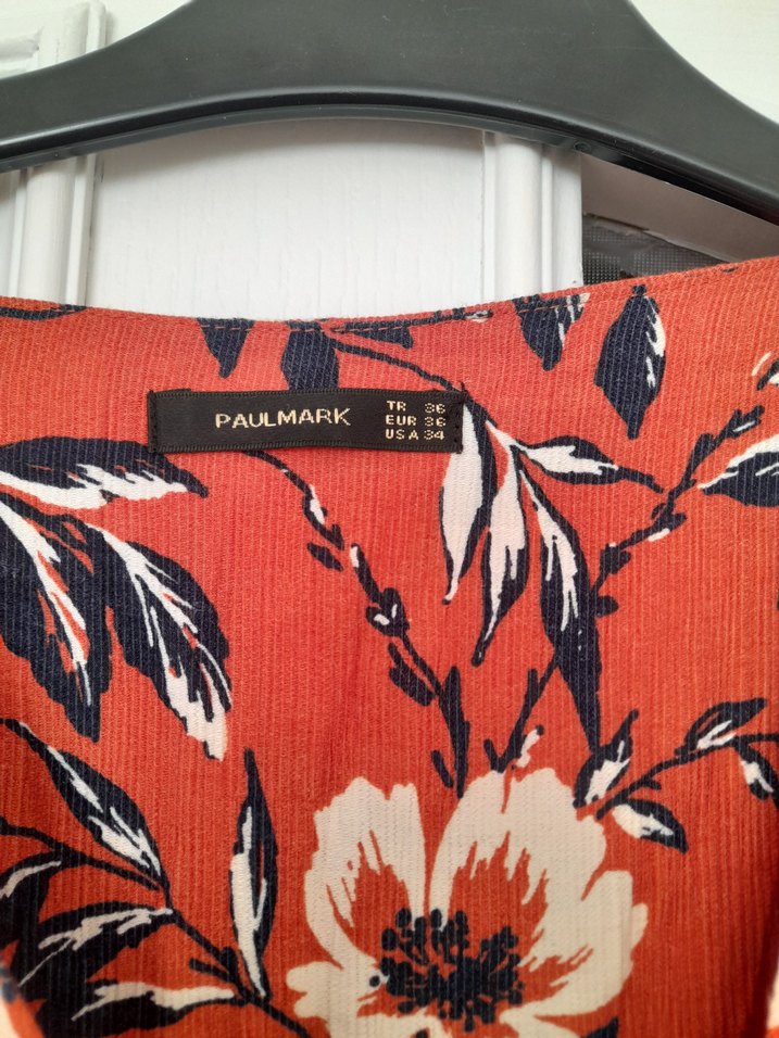 Kırmızı V Yakalı Bohem Elbise tulum - Görsel 5