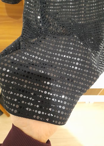 Zara Işıltılı Siyah Drapeli Elbise - Görsel 6