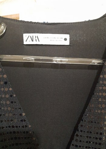 Zara Işıltılı Siyah Drapeli Elbise - Görsel 4