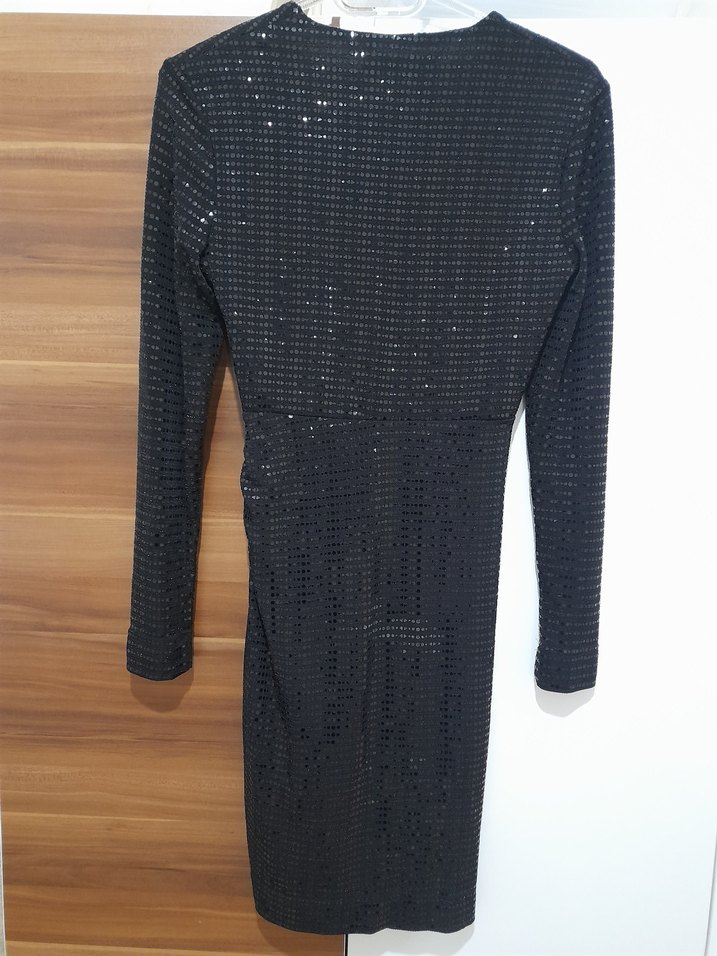 Zara Işıltılı Siyah Drapeli Elbise - Görsel 2