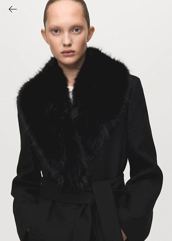 MANGO Siyah Kürk Yaka Detaylı Kaban - Görsel 5