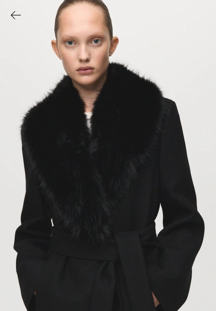 MANGO Siyah Kürk Yaka Detaylı Kaban - Görsel 5