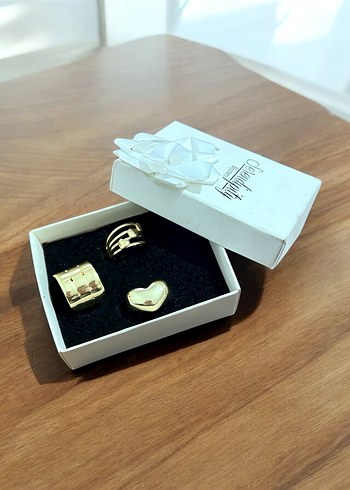 Parlak Altın Tasarım Yüzük Seti - Görsel 2