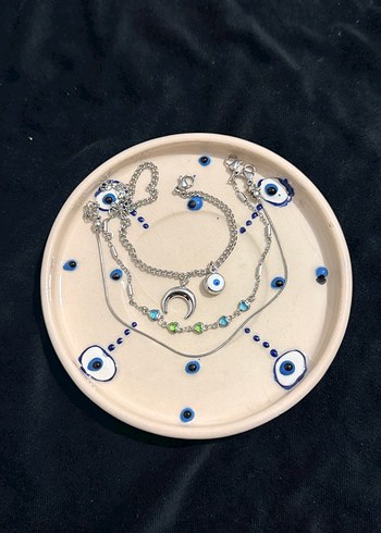 Zincir İşlemeli Hilal & Nazar Bileklik Seti - Görsel 3