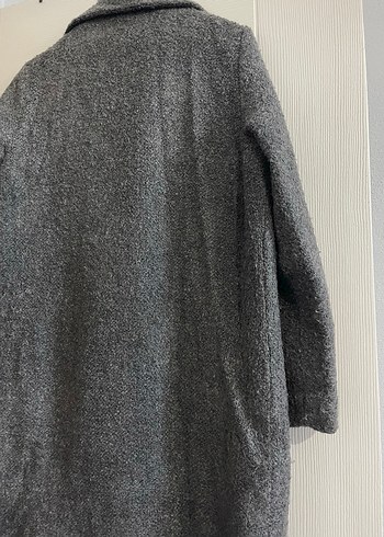 Gri Düz Kesim Uzun kadın Kaban - Görsel 5