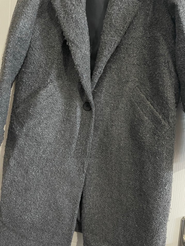 Gri Düz Kesim Uzun kadın Kaban - Görsel 3