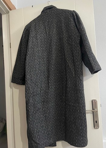 Yılan Desenli Gri Kadın vintage Uzun Kaban - Görsel 4