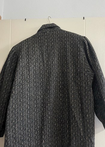 Yılan Desenli Gri Kadın vintage Uzun Kaban - Görsel 5