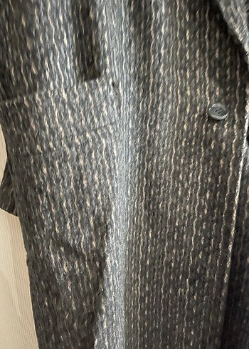 Yılan Desenli Gri Kadın vintage Uzun Kaban - Görsel 3