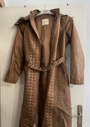 Kahverengi Kürklü kapitone kadın mont - Görsel 6