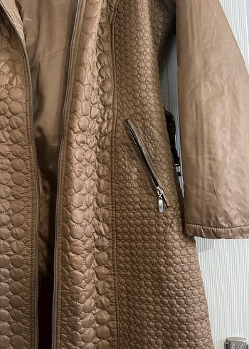 Kahverengi Kürklü kapitone kadın mont - Görsel 9