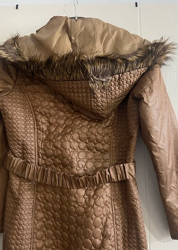 Kahverengi Kürklü kapitone kadın mont - Görsel 2