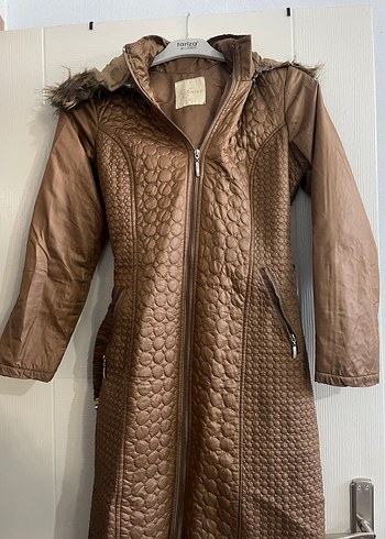 Kahverengi Kürklü kapitone kadın mont - Görsel 4