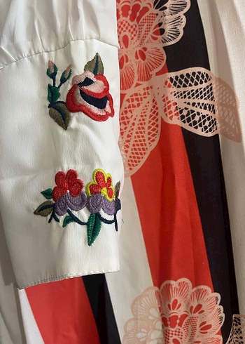 Kadın Uzun Kollu Desenli Uzun Elbise/tunik - Görsel 3