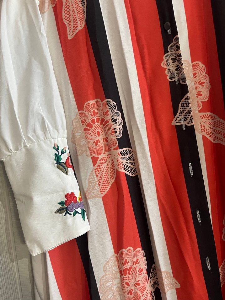 Kadın Uzun Kollu Desenli Uzun Elbise/tunik - Görsel 4