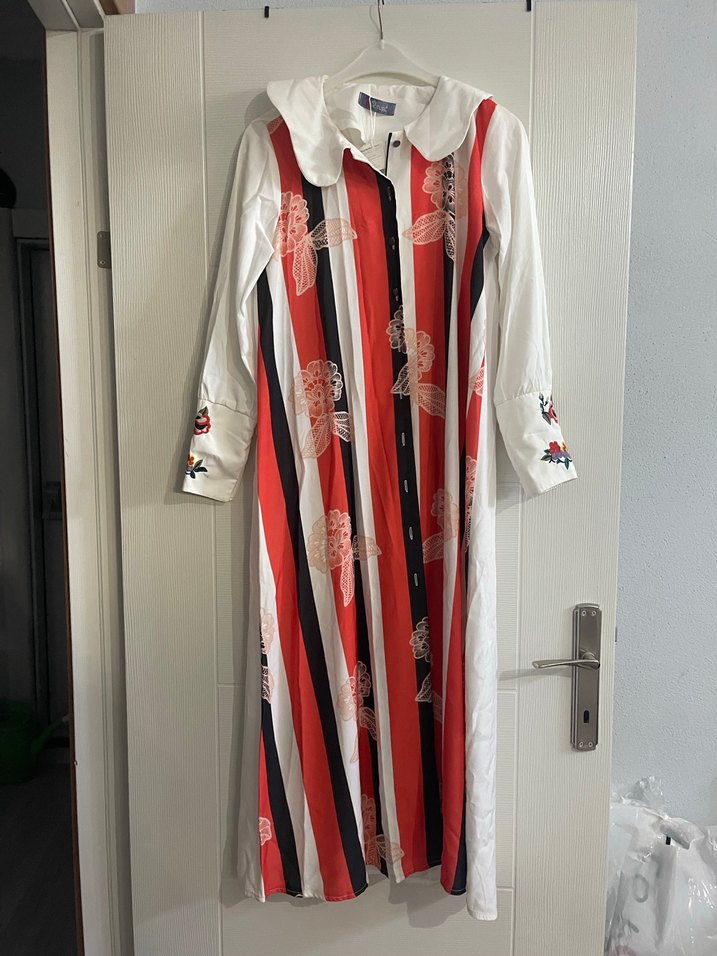 Kadın Uzun Kollu Desenli Uzun Elbise/tunik - Görsel 5