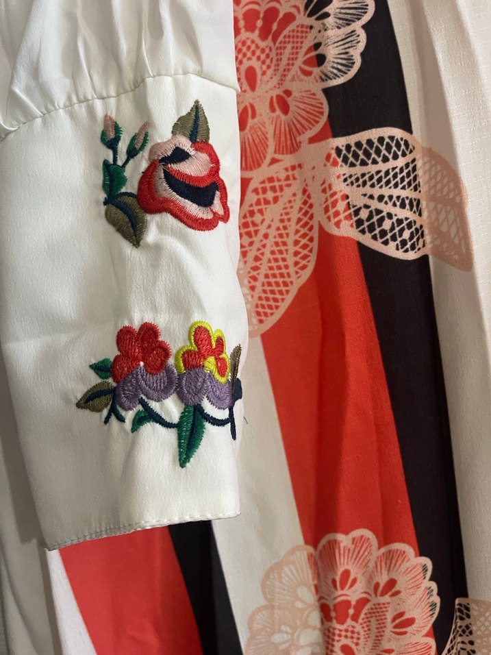 Kadın Uzun Kollu Desenli Uzun Elbise/tunik - Görsel 3