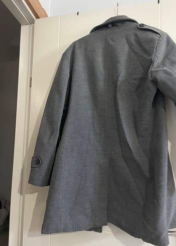 Gri Düğmeli Uzun erkek Kabanı - Görsel 3
