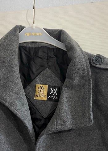 Gri Düğmeli Uzun erkek Kabanı - Görsel 2