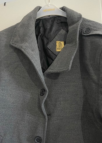 Gri Düğmeli Uzun erkek Kabanı - Görsel 5