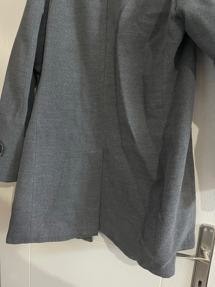 Gri Düğmeli Uzun erkek Kabanı - Görsel 4