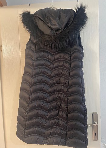 Kürklü Siyah Kadın Uzun Yelek - Görsel 6