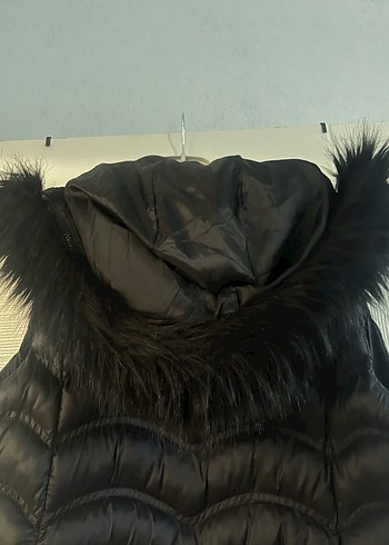 Kürklü Siyah Kadın Uzun Yelek - Görsel 2