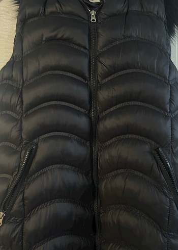 Kürklü Siyah Kadın Uzun Yelek - Görsel 7