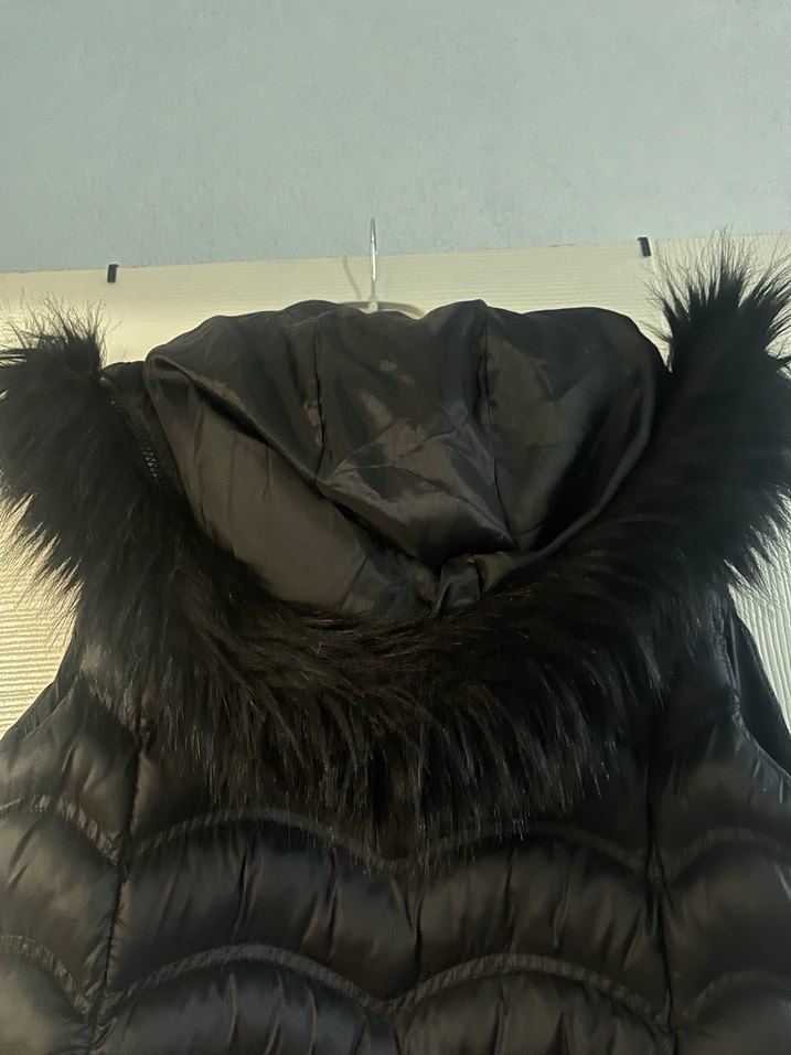 Kürklü Siyah Kadın Uzun Yelek - Görsel 2