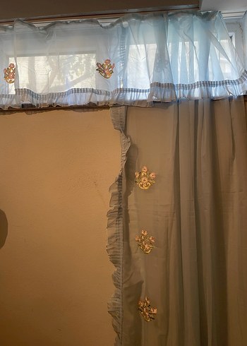 Nakışlı Gri Bohem Perde - Görsel 2