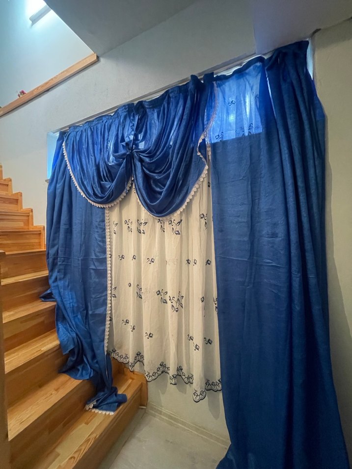 İşlemeli Parlak Mavi Perde - Görsel 5