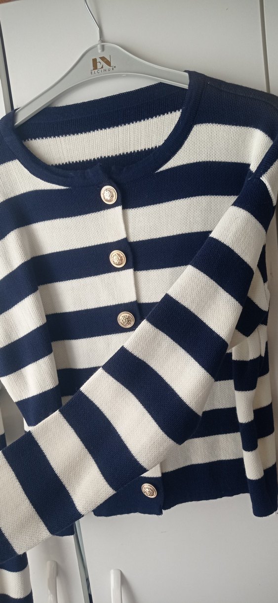 Çizgili Midi Kadın Hırka - Görsel 2