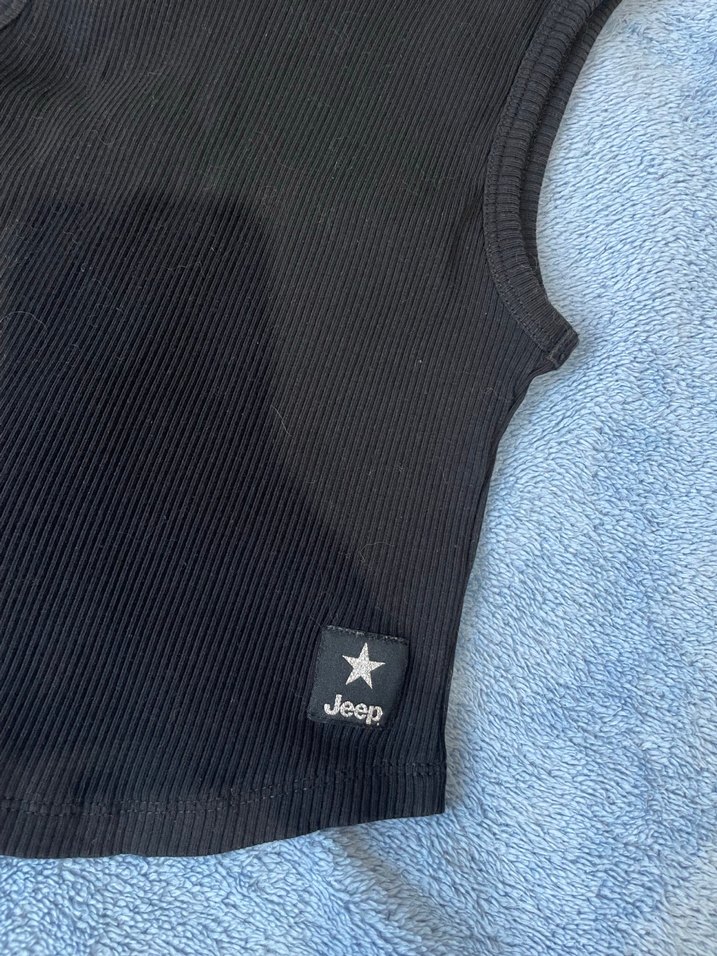 Siyah basic fitilli crop - Görsel 2