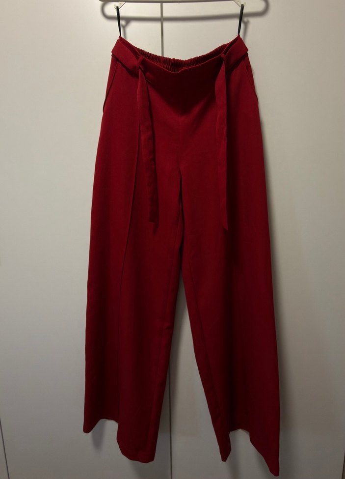 Bordo Kadın Wide leg Pantolon - Görsel 2
