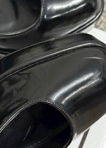 Siyah Kareli Tokalı Blok Topuk Kadın Ayakkabı - Görsel 5