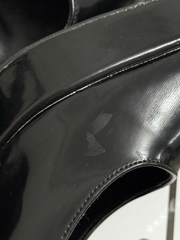 Siyah Kareli Tokalı Blok Topuk Kadın Ayakkabı - Görsel 4