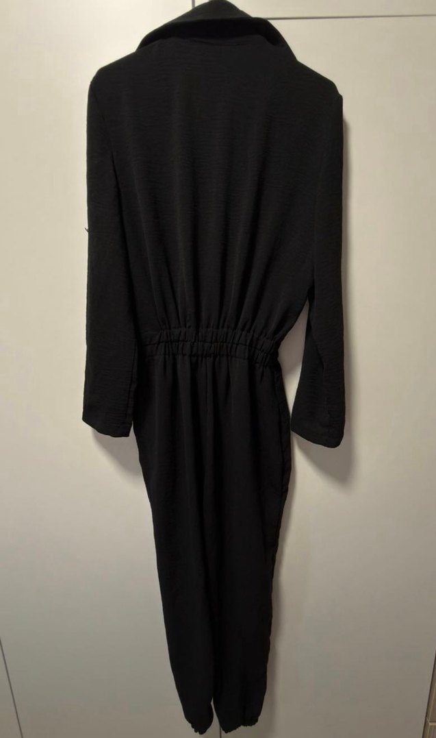 Kadın Siyah Fermuarlı Uzun Tulum - Görsel 4