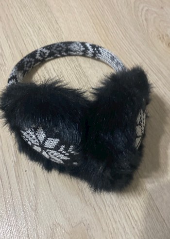 Gri Bohem Mini Triko Kürk Detaylı Kulaklık - Görsel 7