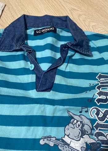 Erkek Çocuk Mavi Çizgili Polo Yaka Tişört - Görsel 2