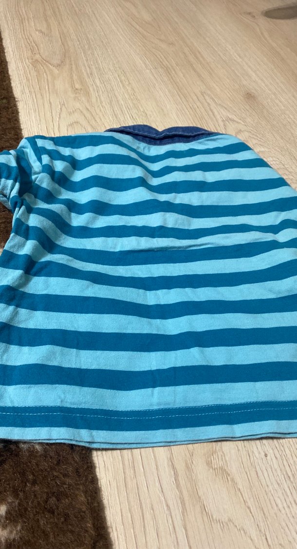 Erkek Çocuk Mavi Çizgili Polo Yaka Tişört - Görsel 5
