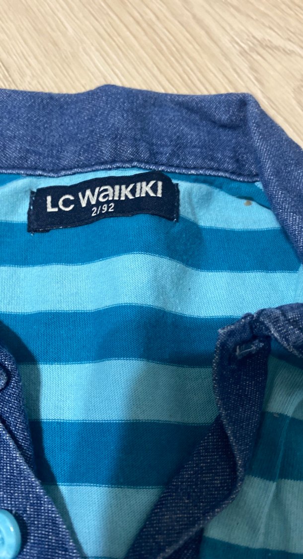 Erkek Çocuk Mavi Çizgili Polo Yaka Tişört - Görsel 3