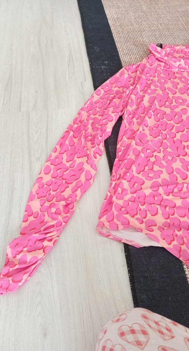 Pembe Baskılı Uzun Kollu Bluz 2xl - Görsel 2