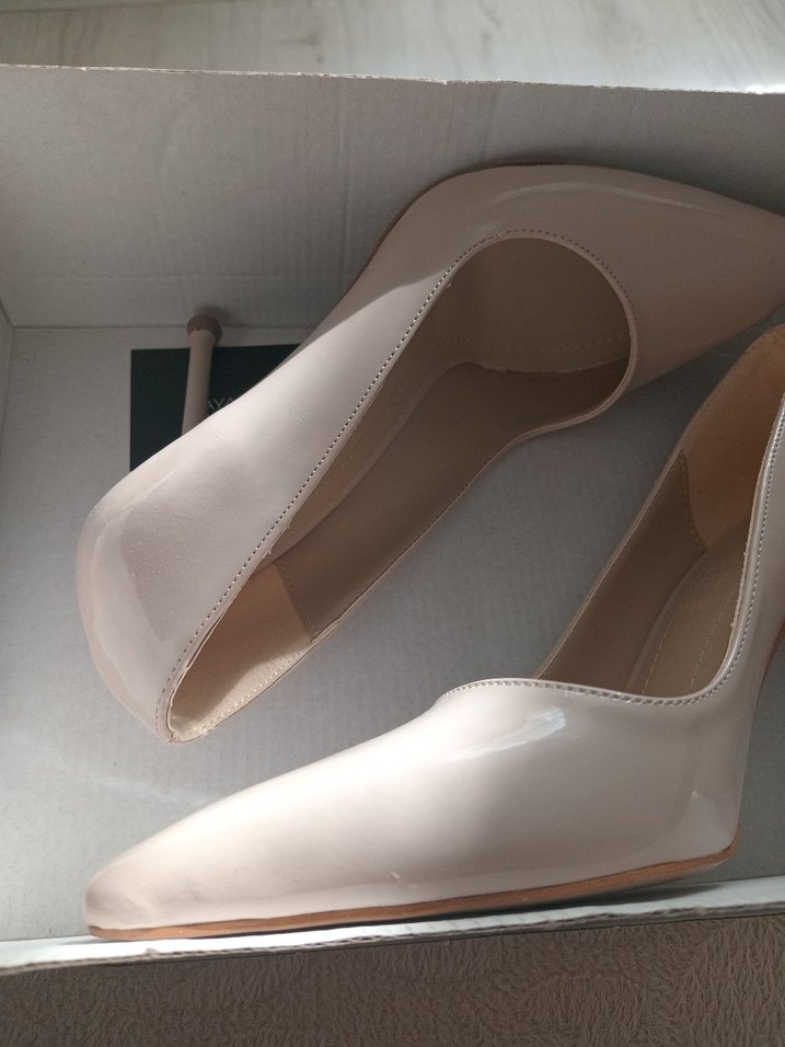 37 numara Bej Rugan Stiletto Topuklu Kadın Ayakkabı - Görsel 2