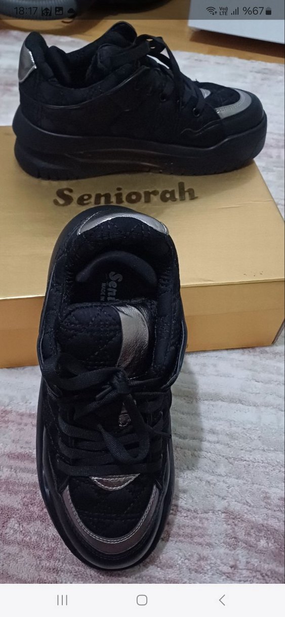 Yılan Desenli Siyah Platform Spor Ayakkabı - Görsel 4